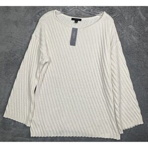 Ann Taylor Knit Sweater Women‎ Petite Large Wool Alpaca Blnd Ivory Pull Over NWT